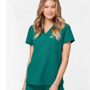 FIGS Hunter Green Catarina One-Pocket Scrub Top